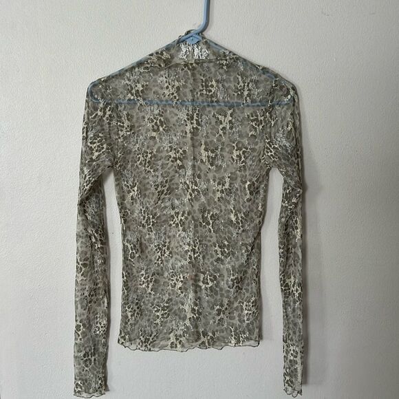 NWOT Free People Lady Lux Printed Sheer Layer Turtleneck Top - Picture 3 of 10